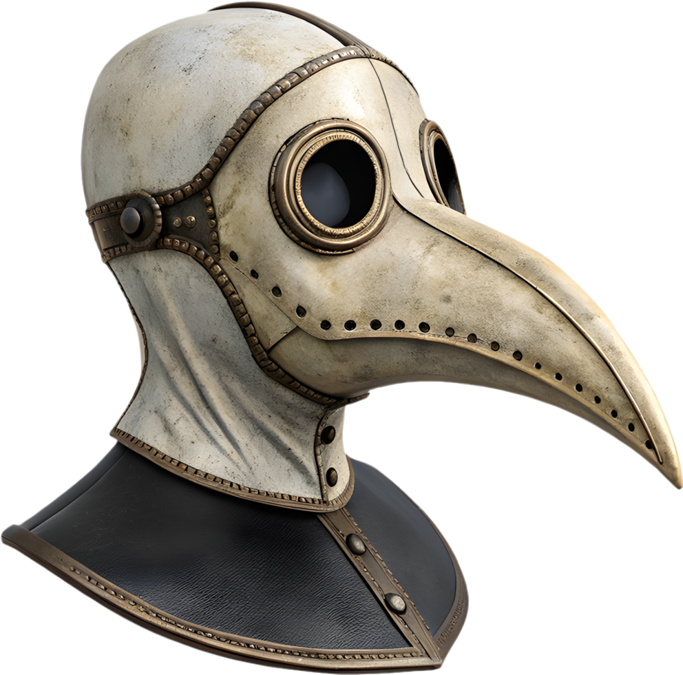 Leather Bubonic Plague Beak Mask Clipart with Spooky Doctor Design. . png