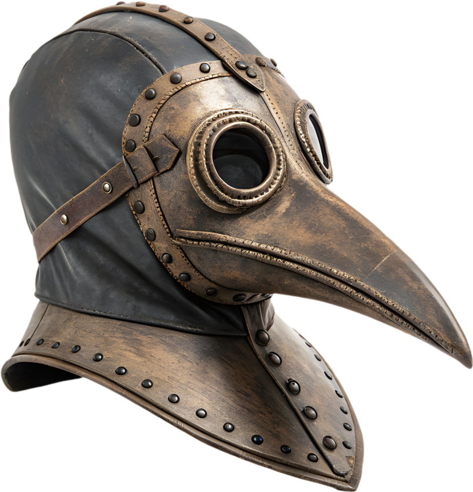 Creepy Gothic Plague Doctor Beak Mask Clipart with Leather Details. . png