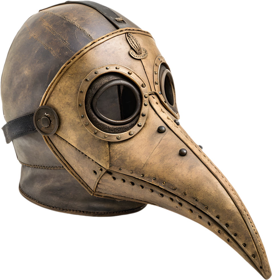 Historical Bubonic Plague Beak Mask Clipart Featuring Leather and Bird Design. . png