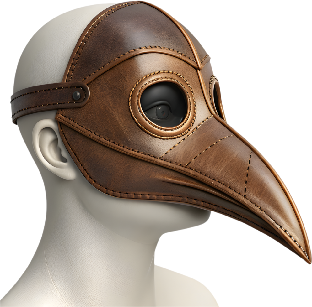 Antique Plague Doctor Mask Clipart Featuring Gothic Leather Beak. . png