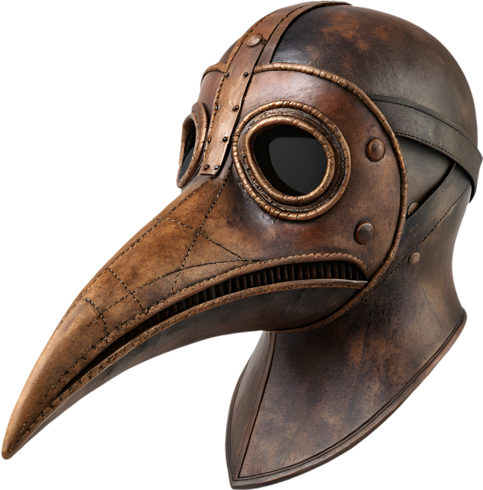 Vintage Leather Plague Doctor Beak Mask Clipart for Historical Projects. . png