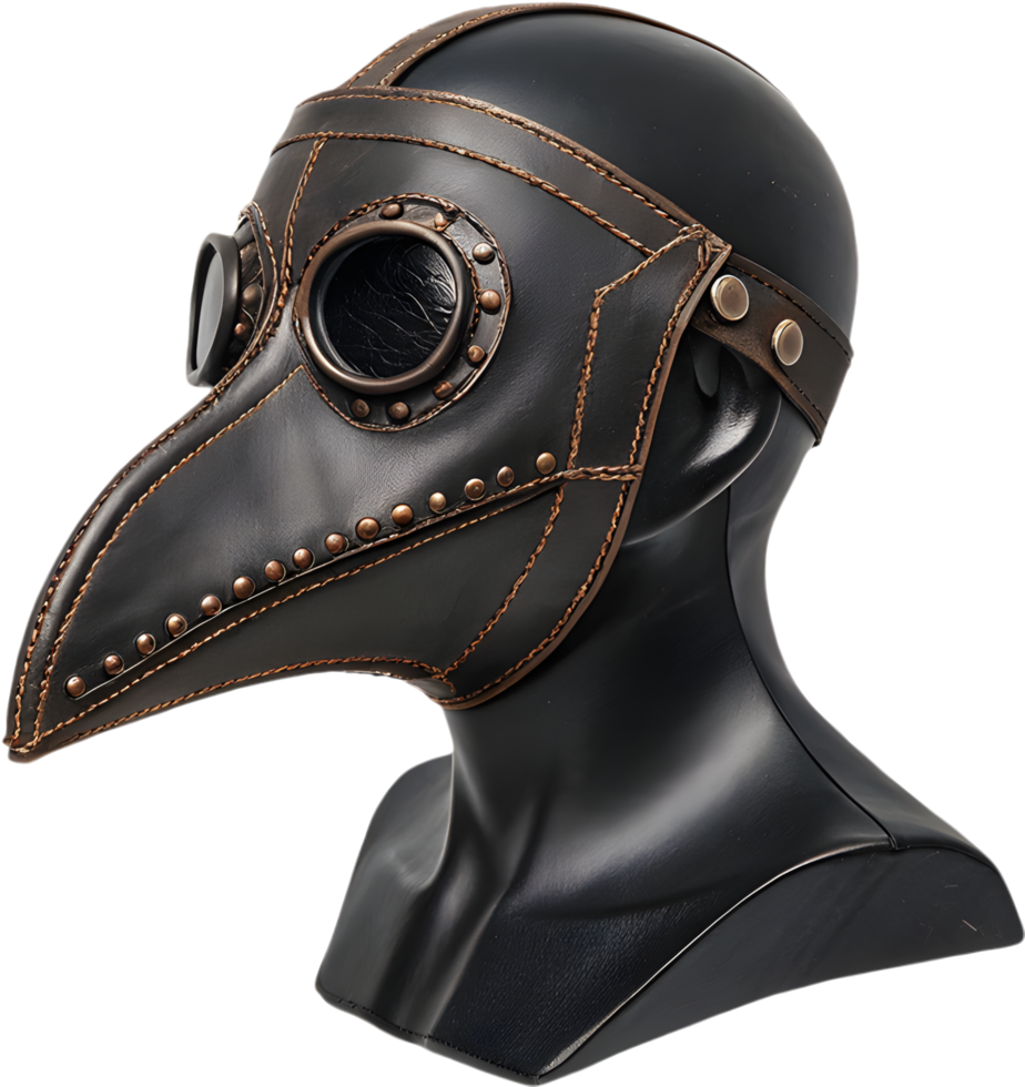 Plague Doctor Beak Mask Leather Clipart with Dark Gothic Theme. . png
