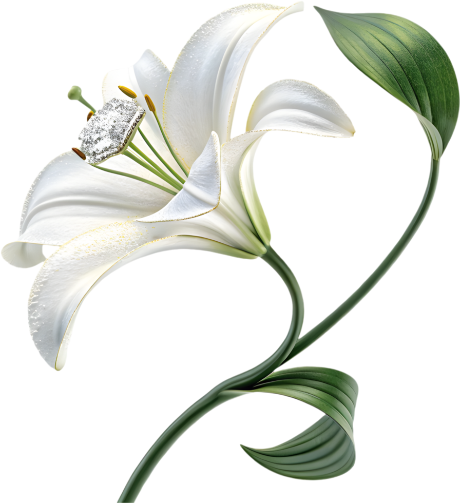 Unique Lily Flower Sculpted from Gemstones Clipart for Art Lovers. . png