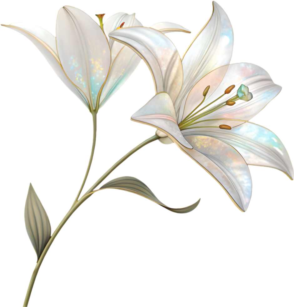 Timeless Gemstone Sculpted Lily Flower Clipart with Elegant Detailing. . png