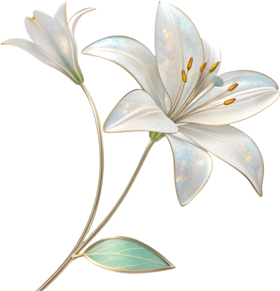 Polished Gemstone Lily Flower Clipart in Artistic Floral Sculpture. . png