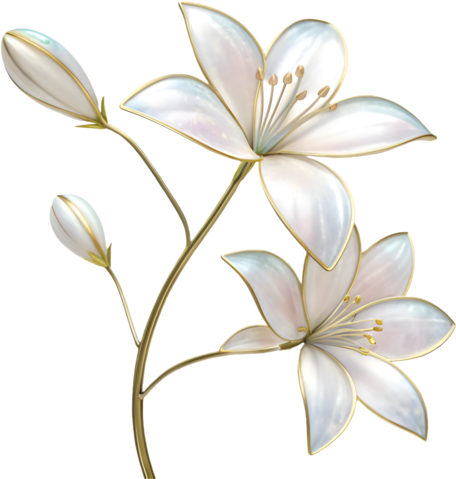 Beautiful Gemstone Lily Flower Clipart in Stunning Handcrafted Sculpture. . png