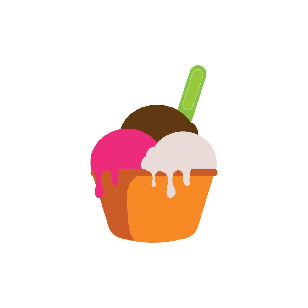 Ice cream flat icon. Melting ice cream dessert isolated on white background. flat design element. vector