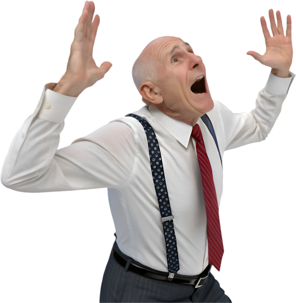 Male business professional in office attire at desk. . png