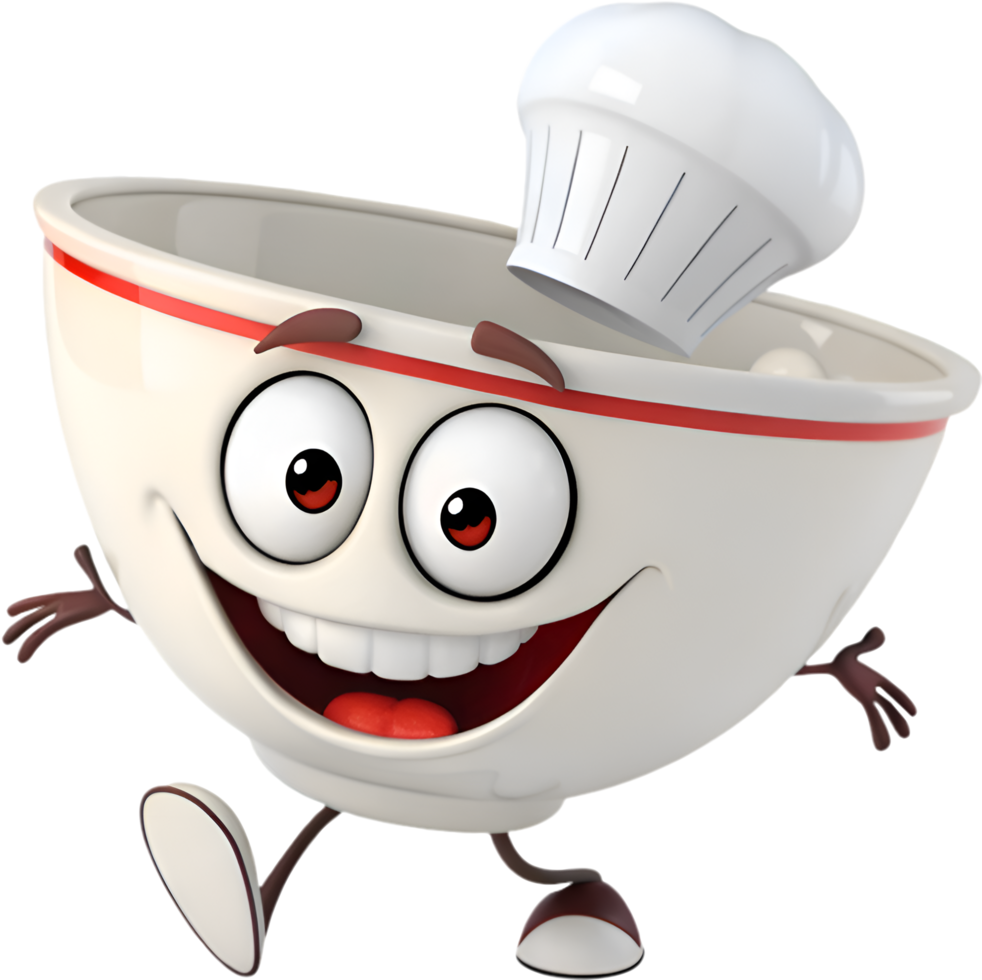 Fun Cartoon Mixing Bowl Character Clipart for Creative Use. . png