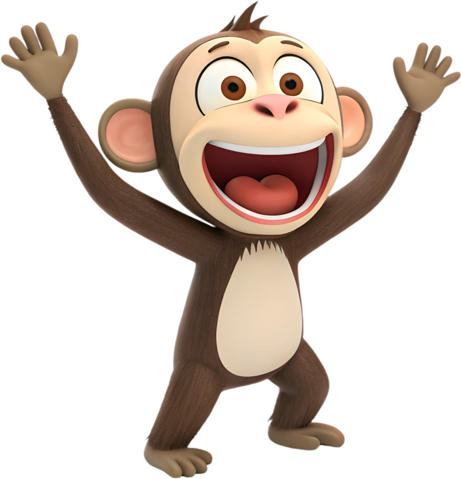 Playful and Colorful Monkey Cartoon Clipart for Design Projects. . png