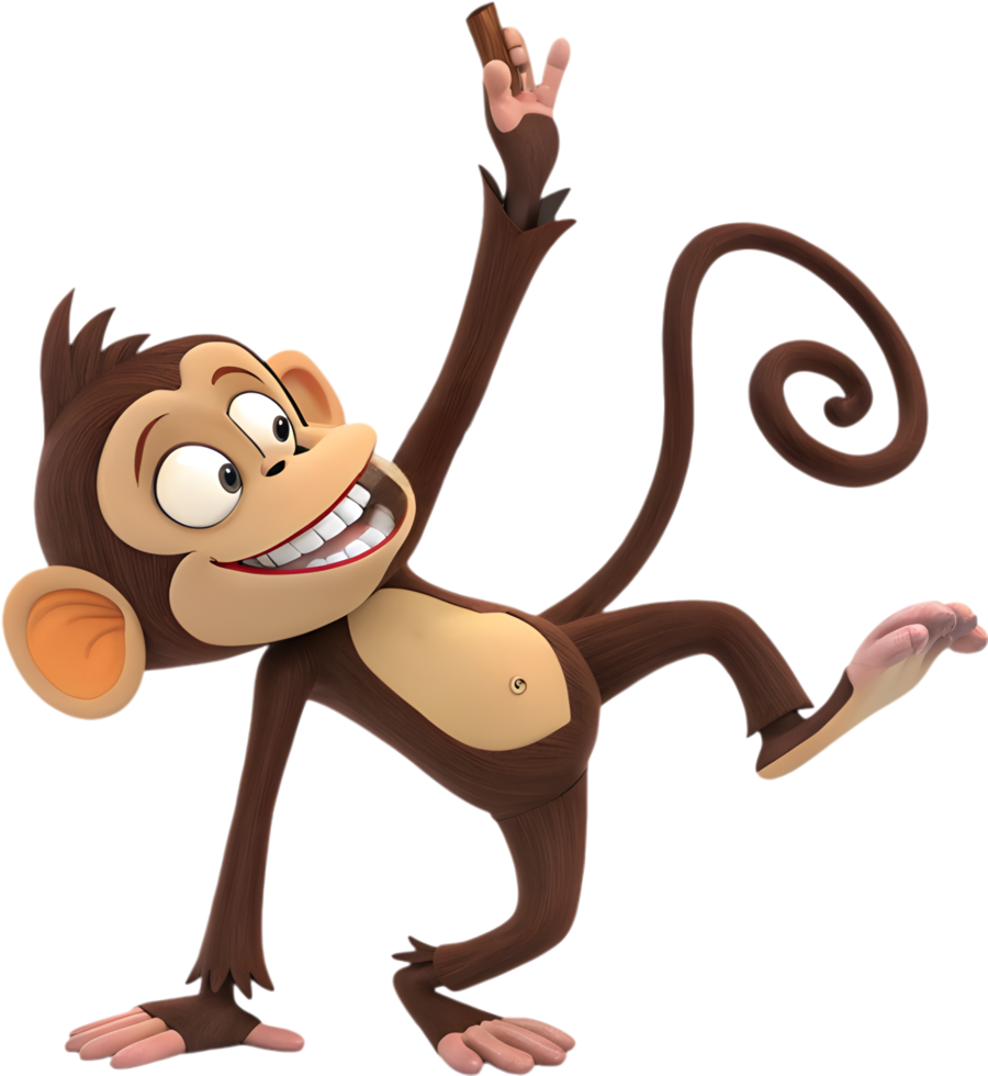 Energetic Playful Monkey Clipart for Animated Use. . png