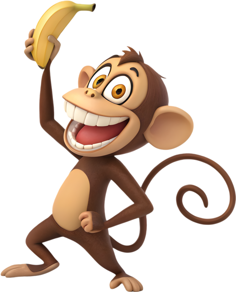 Fun and Playful Cartoon Monkey for Clipart Use. . png