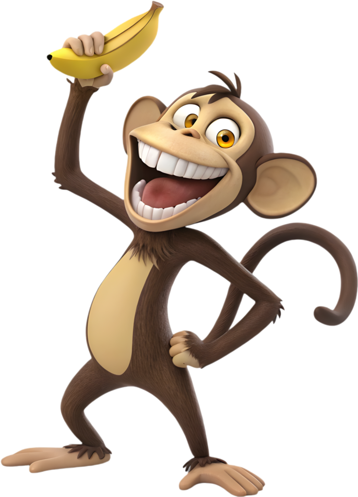 Playful Monkey Character Clipart for Animation Projects. . png