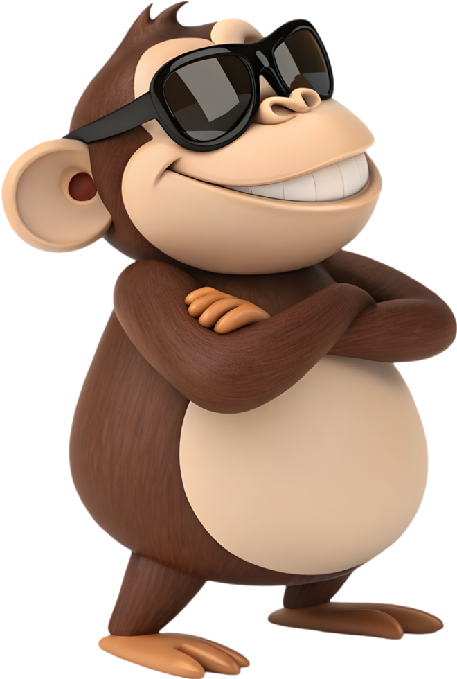Energetic Monkey Cartoon Character for Animated Designs. . png