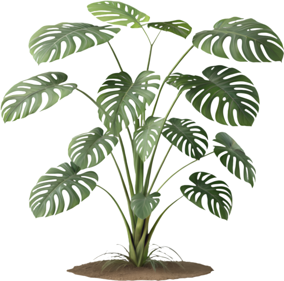Elegant Swiss Cheese Monstera Deliciosa Plant Graphic. . png
