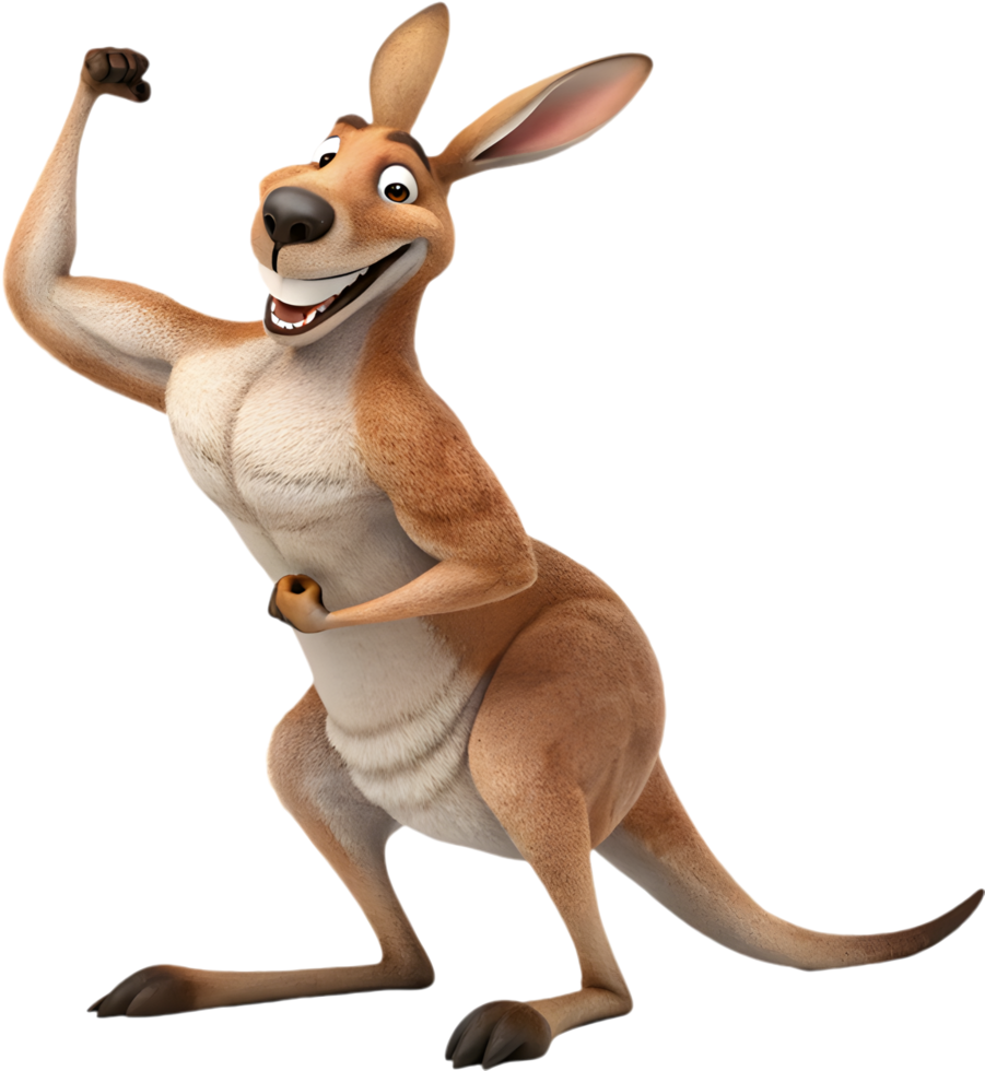 Striking muscular kangaroo cartoon with charming energy. . png