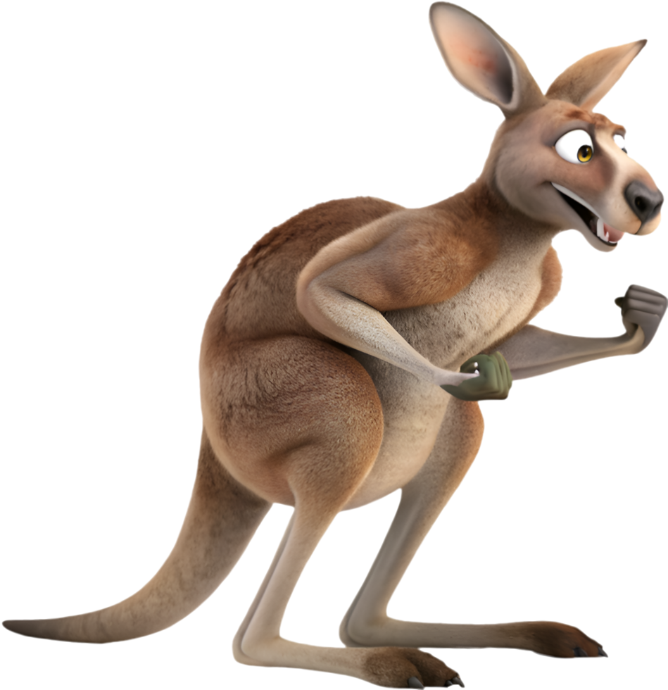 Dynamic athletic kangaroo in bold cartoon style. . png