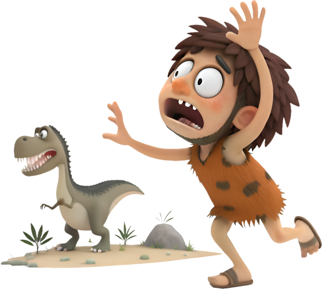 Strong Neanderthal Warrior In Fierce Pose. . png