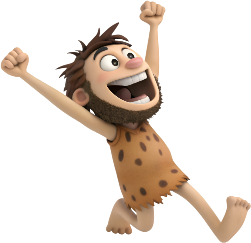 Hairy Muscular Primitive Warrior In Motion. . png