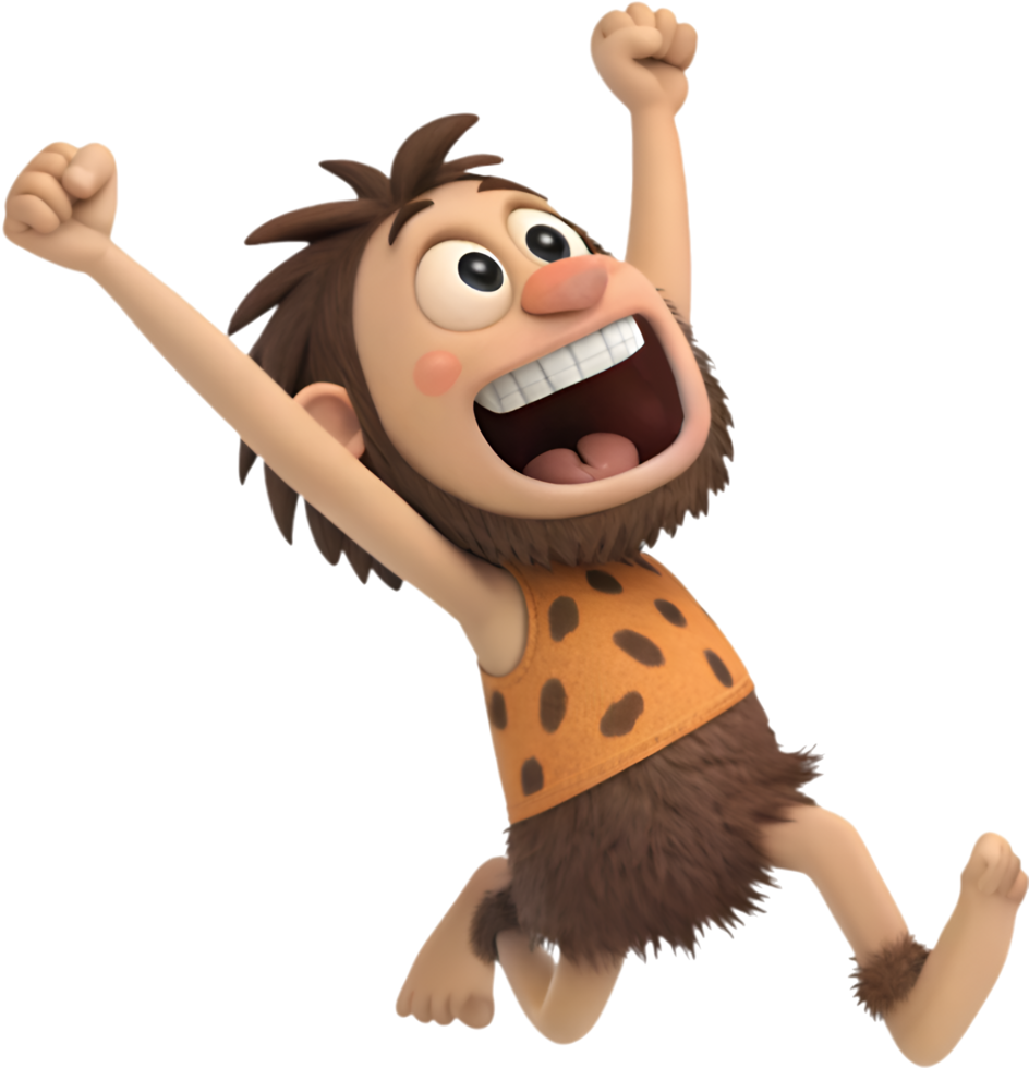 Dynamic Neanderthal Art With Strong Pose. . png
