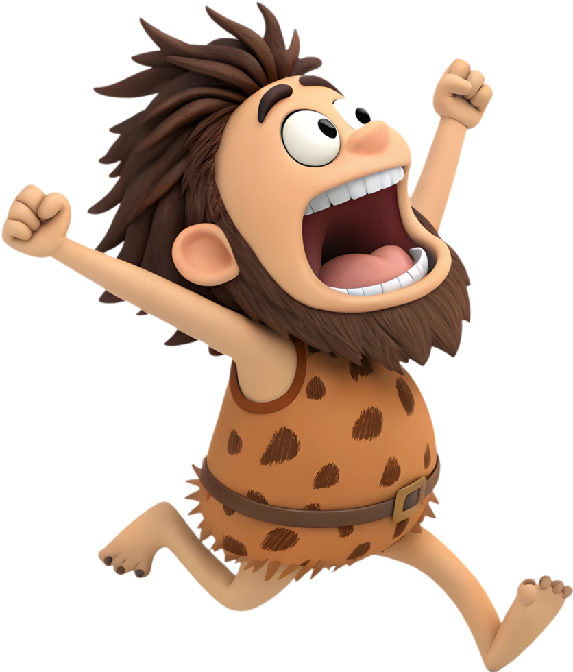 Expressive Wild Caveman Preparing To Attack. . png