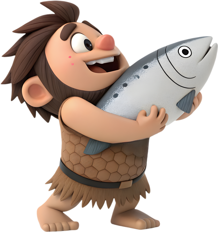 Caveman Hunter Tracking Prey In Wilderness. . png