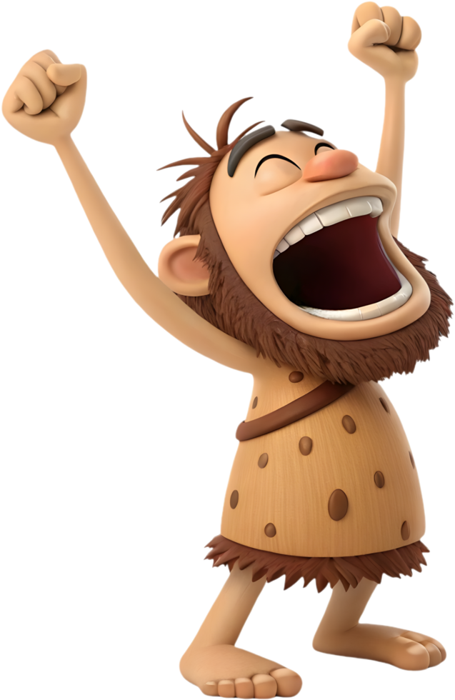 Hairy Caveman Character With Fierce Expression. . png