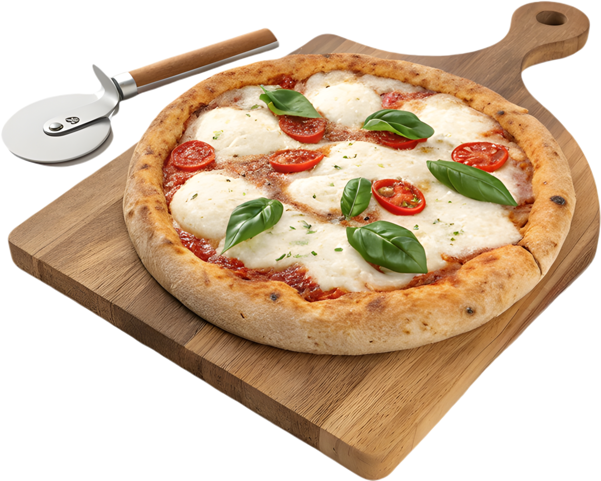 Homemade Neapolitan pizza with a rich tomato sauce and soft fluffy dough. . png