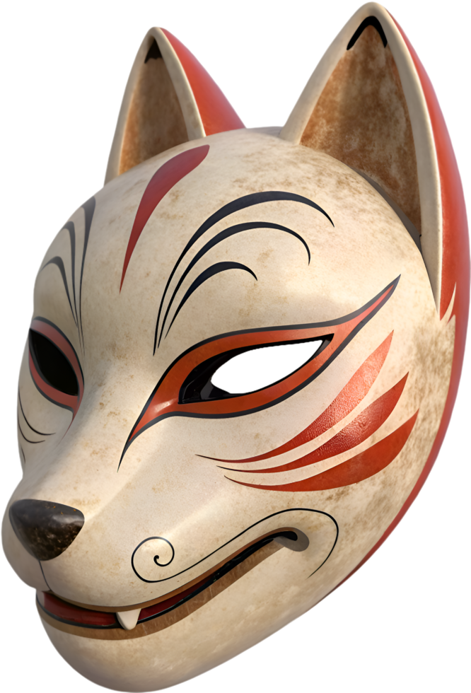 Noh masks from Japanese culture represented in digital clipart. . png