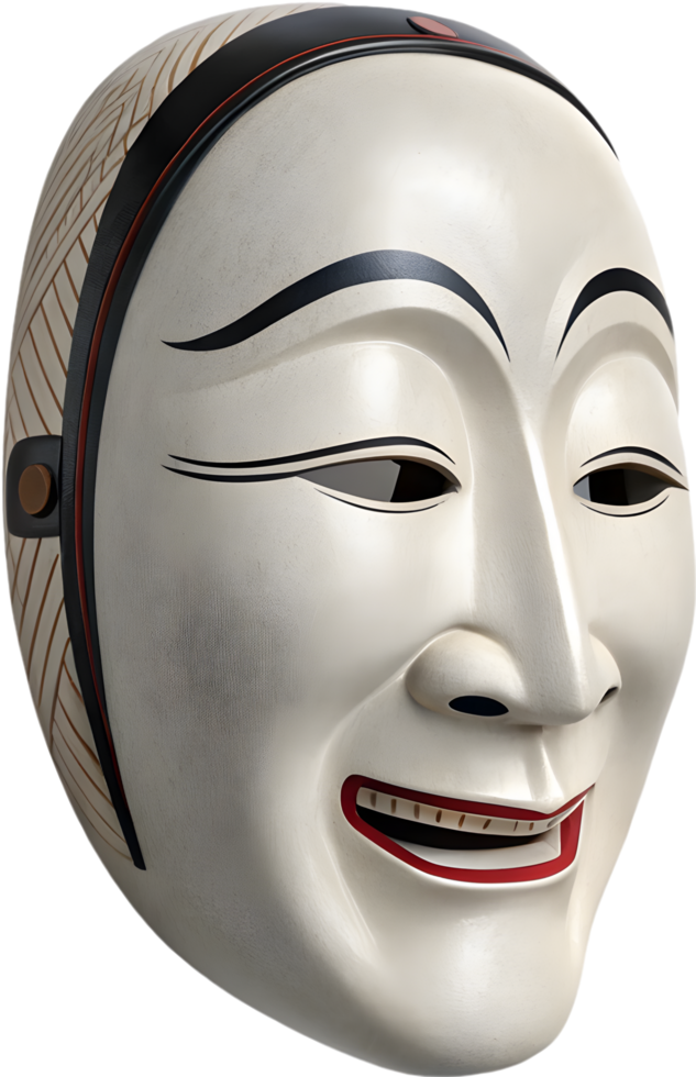 Japanese culture represented through Noh masks in clipart artwork. . png