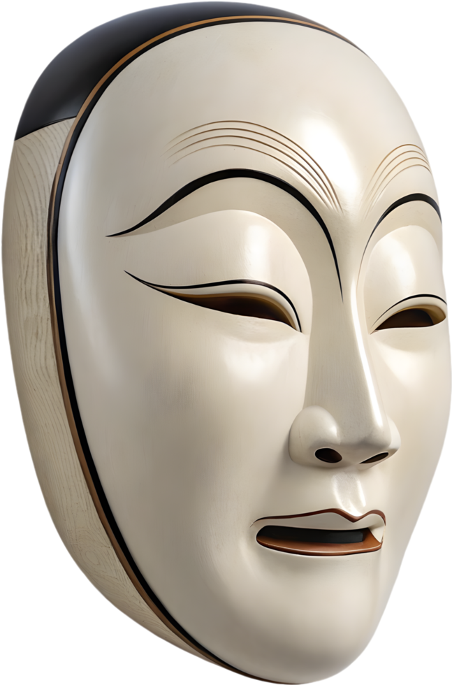 Cultural and spiritual Noh masks illustrated in Japanese clipart. . png