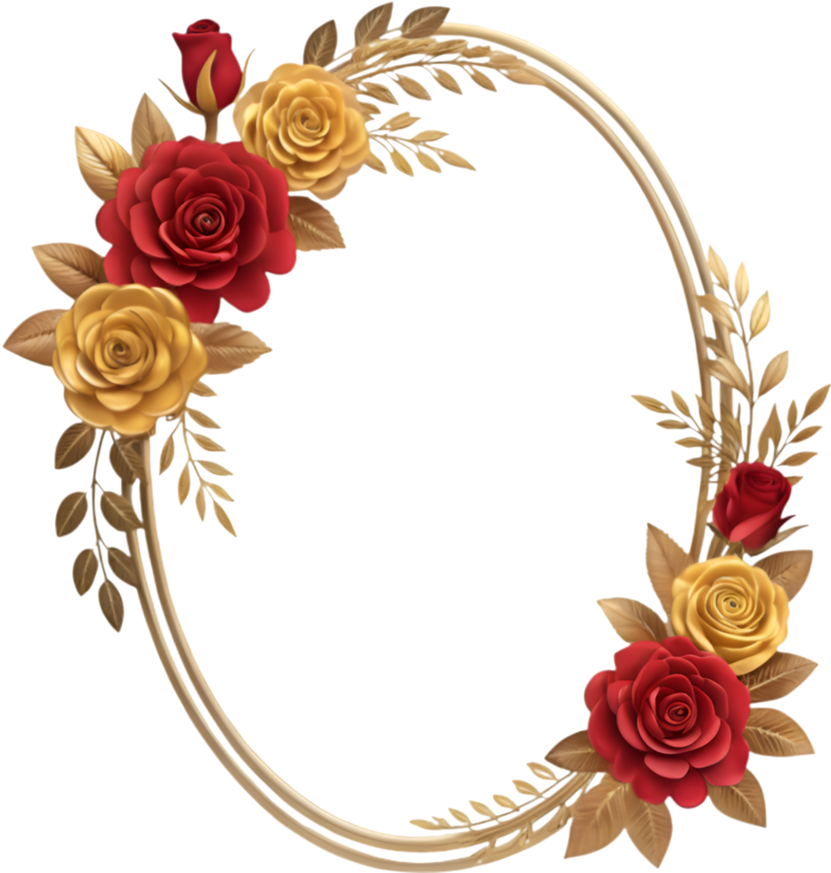 Vintage-Inspired Oval Floral Frame Clipart for Invitations. . png