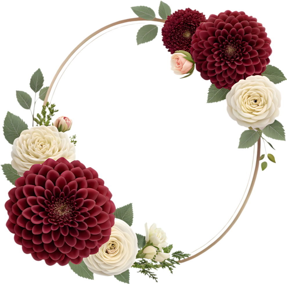Exquisite Oval Floral Border Frame Clipart for Designs. . png