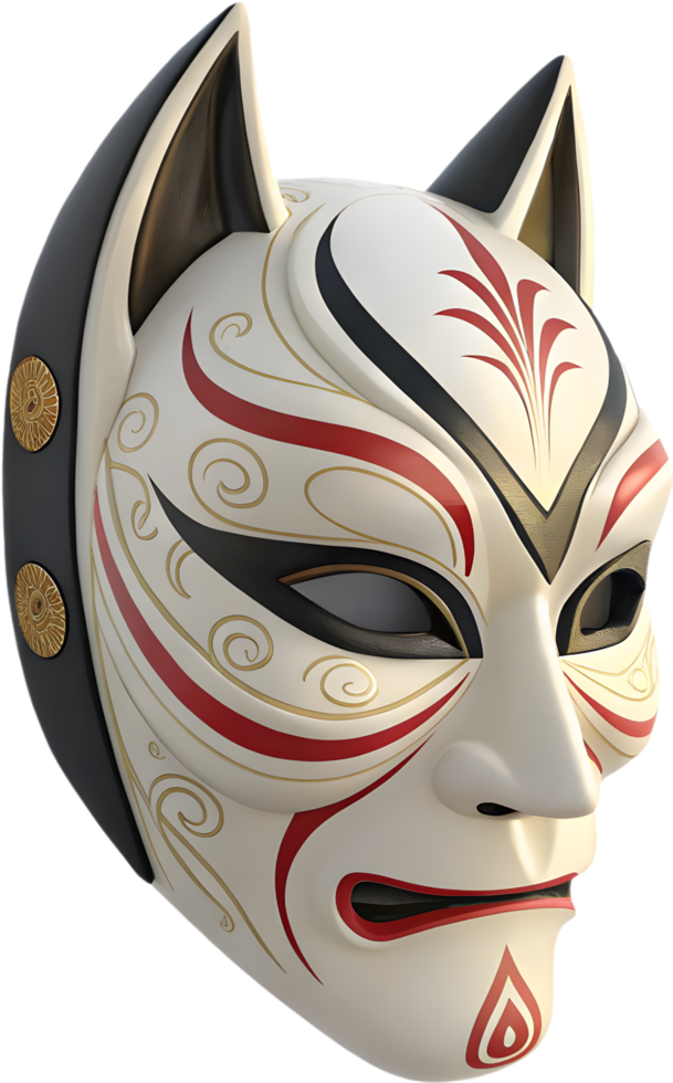 The Iconic Artistry of Traditional Japanese Onnamen Masks. . png