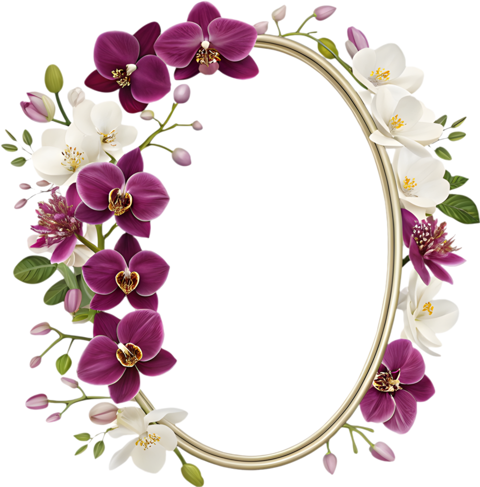 Intricate Oval Floral Frame Clipart for Digital Art. . png