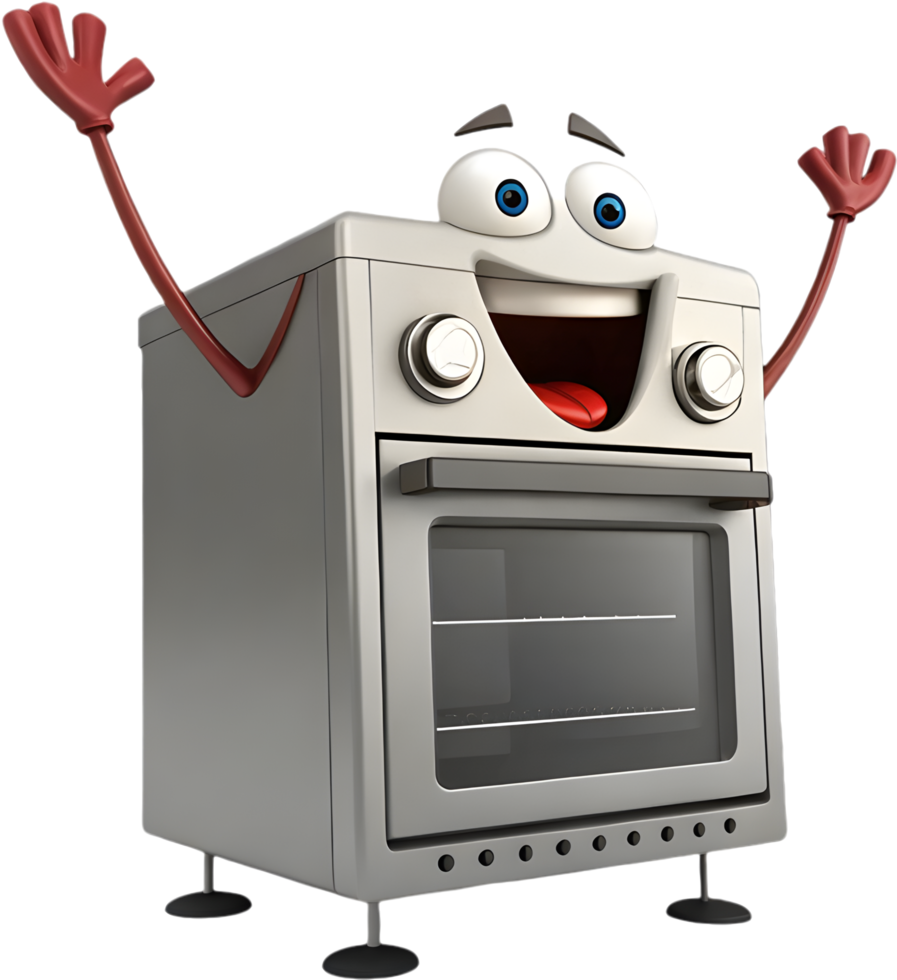 Fun and Playful Oven Character Clipart for Digital Design Themes. . png
