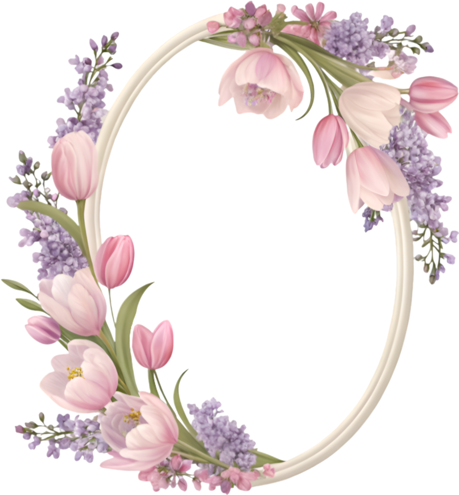 Beautiful Oval Floral Frame Clipart with Intricate Design. . png