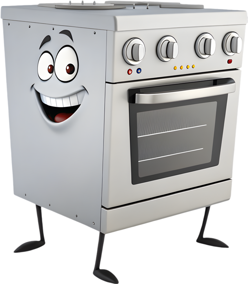 Funny Cartoon Oven Clipart with a Smiling Character for Cooking Themes. . png