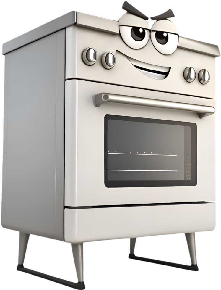 Joyful Cartoon Oven Mascot Clipart for Colorful Kitchen Illustrations. . png
