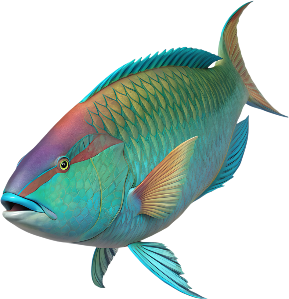 Parrotfish Clipart in Bright Colors for Ocean Creatures Projects. . png