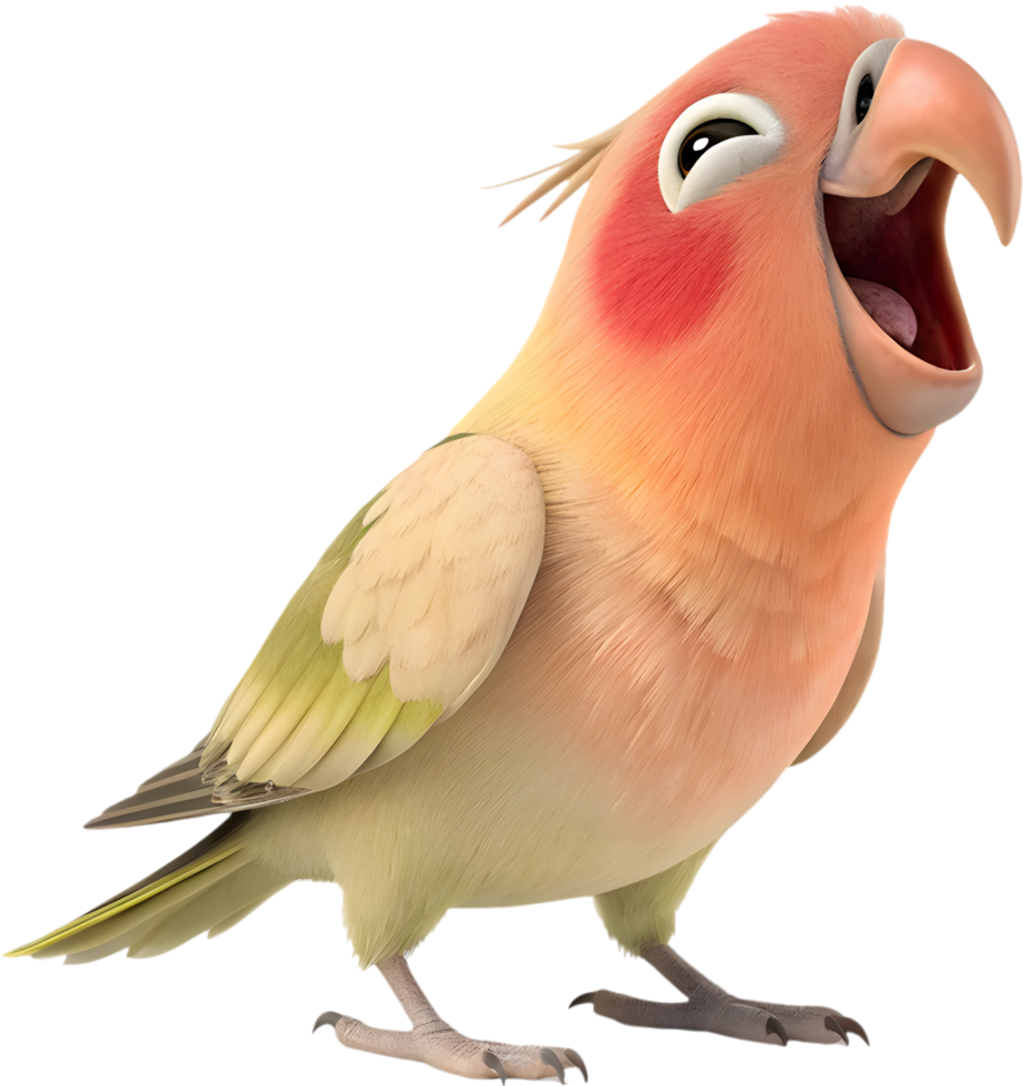 Fun and Cheerful Peach-faced Love-bird Cartoon Clipart. . png