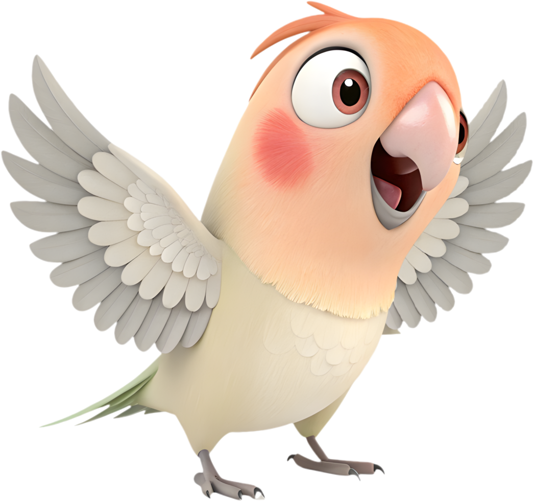 Unique Peach-faced Love-bird Cartoon Clipart for Web Art. . png