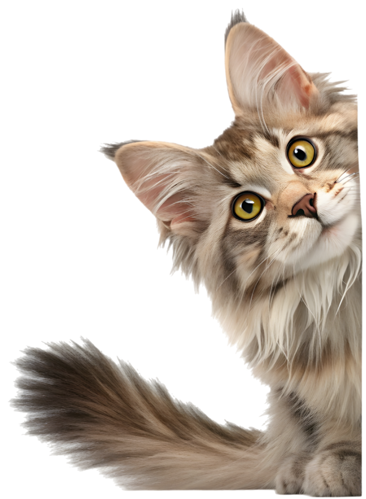 Charming Peeking Cat Illustration Capturing Curiosity and Fun. . png