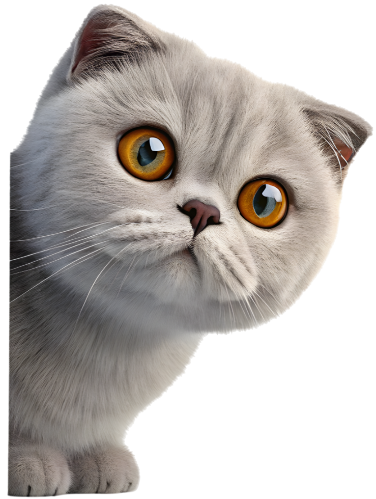 Mischievous Cat Clipart with Curiosity and Whiskered Charm. . png