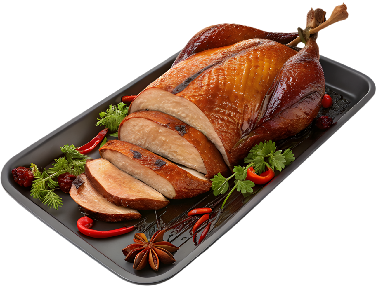Elegant Roasted Duck Clipart for Chinese Culinary Art. . png