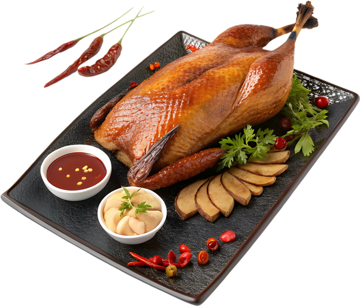 Beautifully Crispy Peking Duck Clipart for Culinary Masterpieces. . png