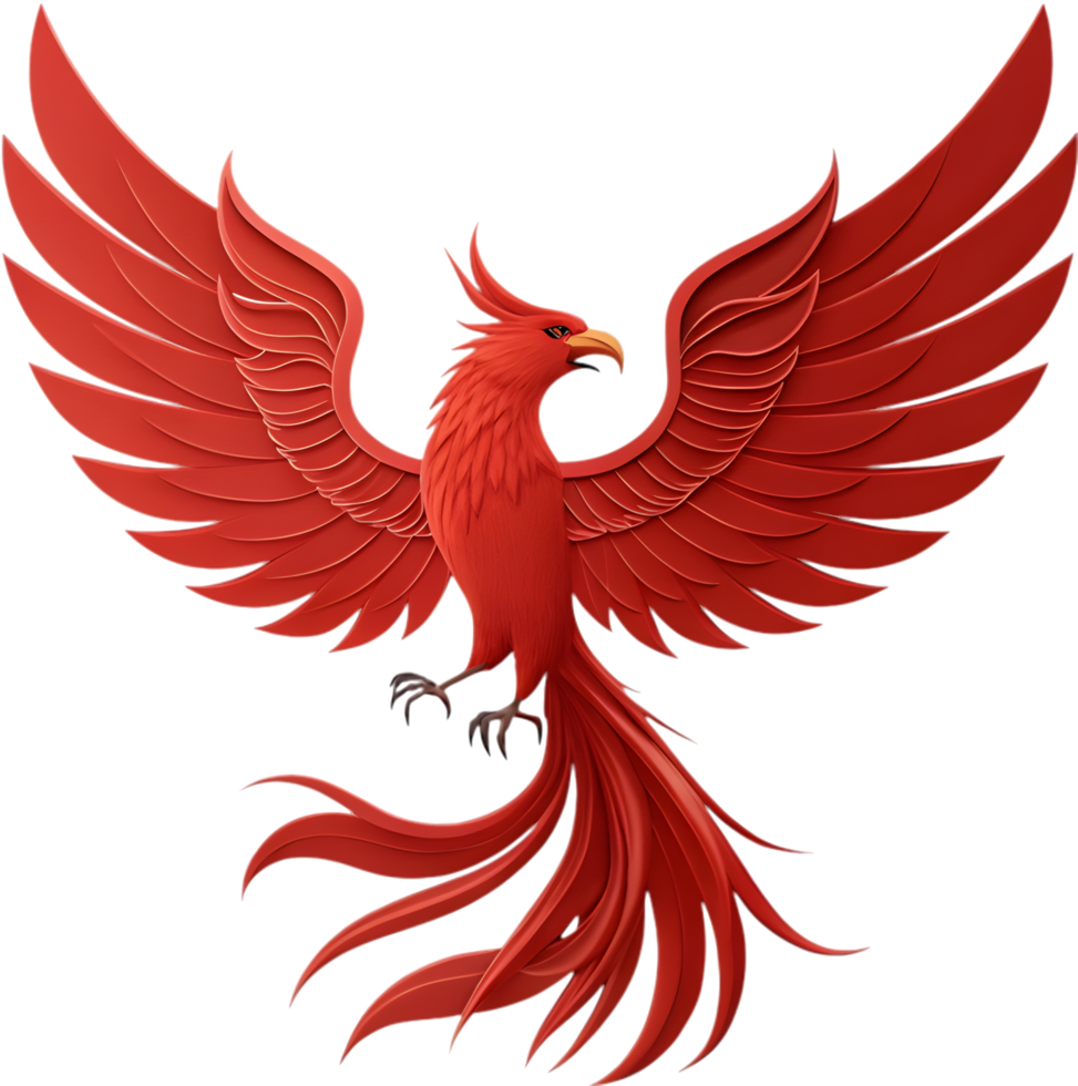Magical Phoenix soaring with vibrant flames and energy. . png
