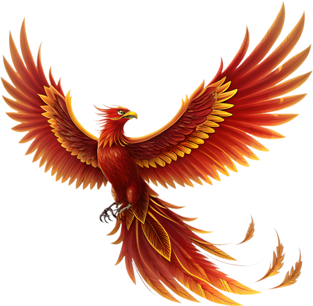 Animated Phoenix with fiery feathers and magical essence. . png