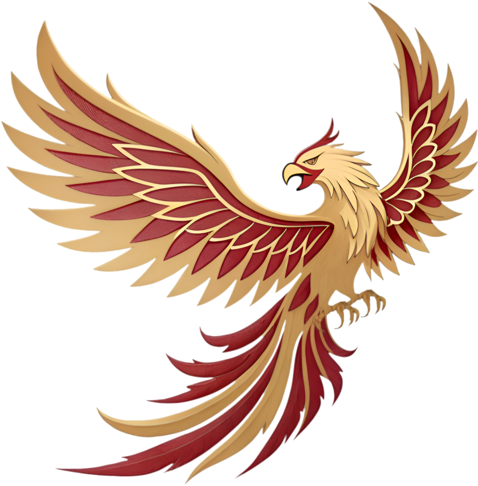 Fantasy Phoenix soaring with mystical colorful feathers. . png