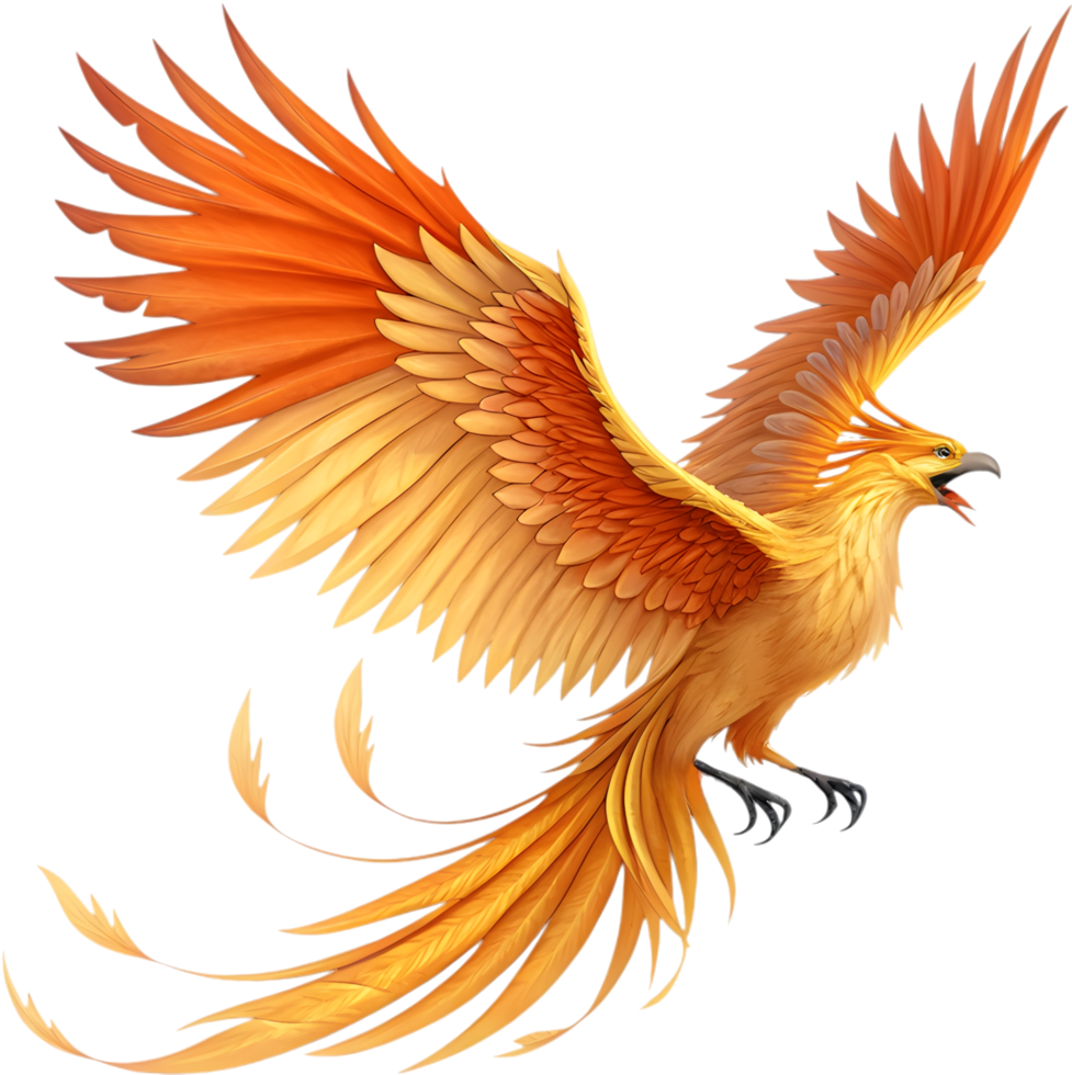 Beautiful Phoenix bird rising with magical fire wings. . png
